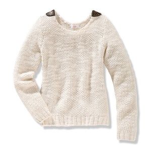 Joe Fresh Girls Cream Sweater NWT Sizes S, L Beaded Shoulder Patch Cable Knit